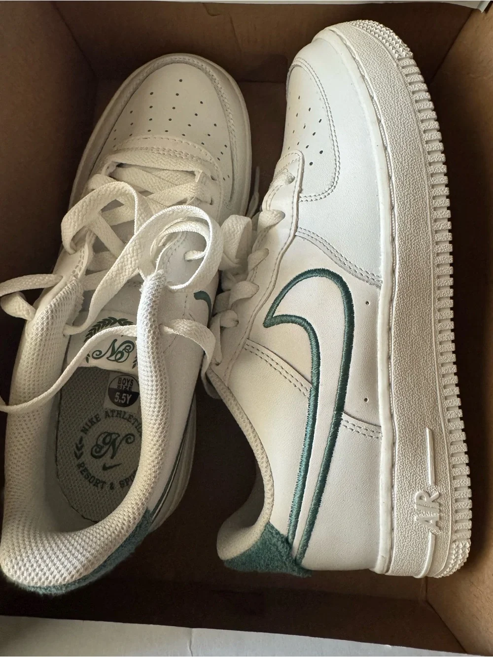 Nike Kids White Sneakers with mint Accents